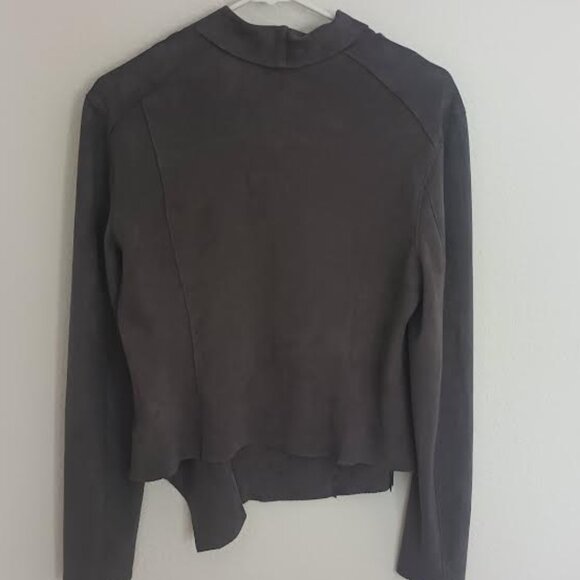 BLANKNYC WOMEN'S ASYMMETRICAL ZIPPER BIKER MOTO JACKET FAUX GRAY SUEDE SIZE M - Picture 2 of 5